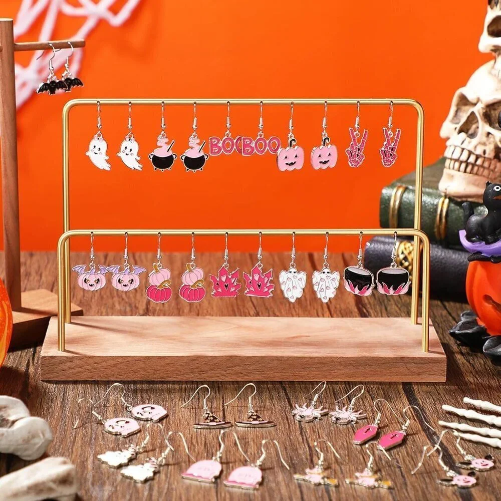 Pink Halloween Earrings Bulk 36 Pairs Dangle Studs for Women Party Holiday Gift
